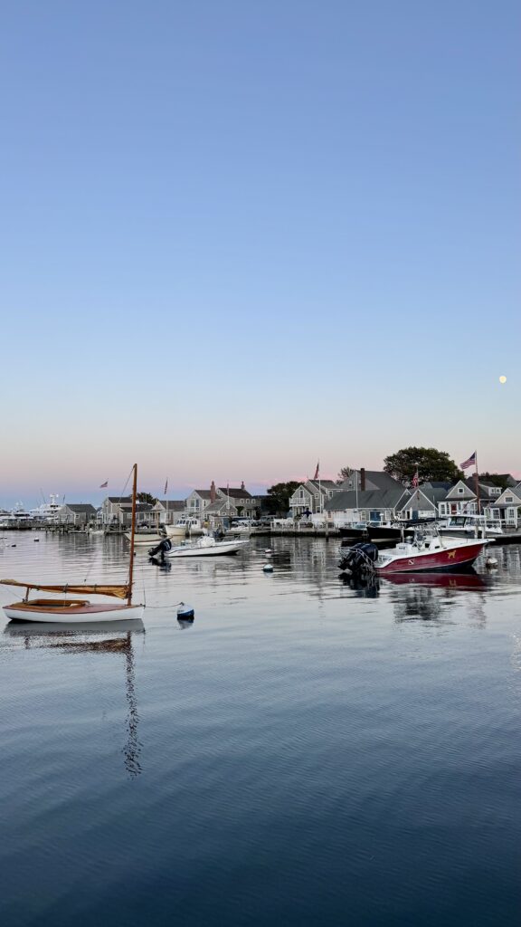 New England nantucket harbor sunset
