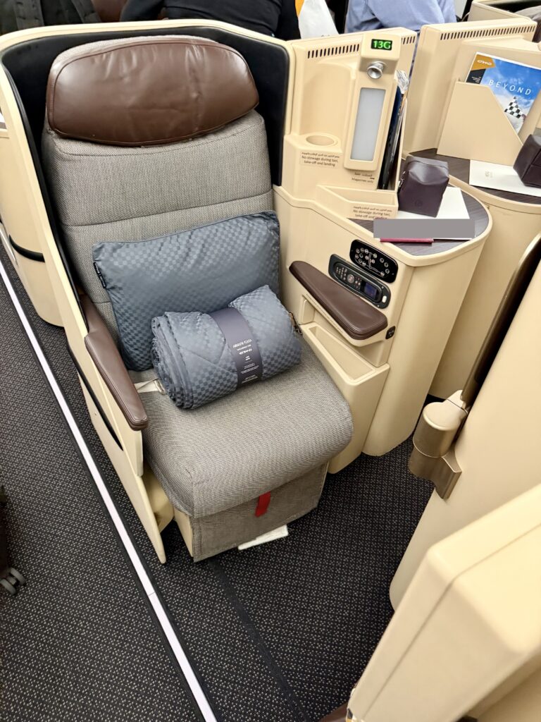 Etihad Business Class review seat on the Boeing 777-300ER from Abu Dhabi to Frankfurt