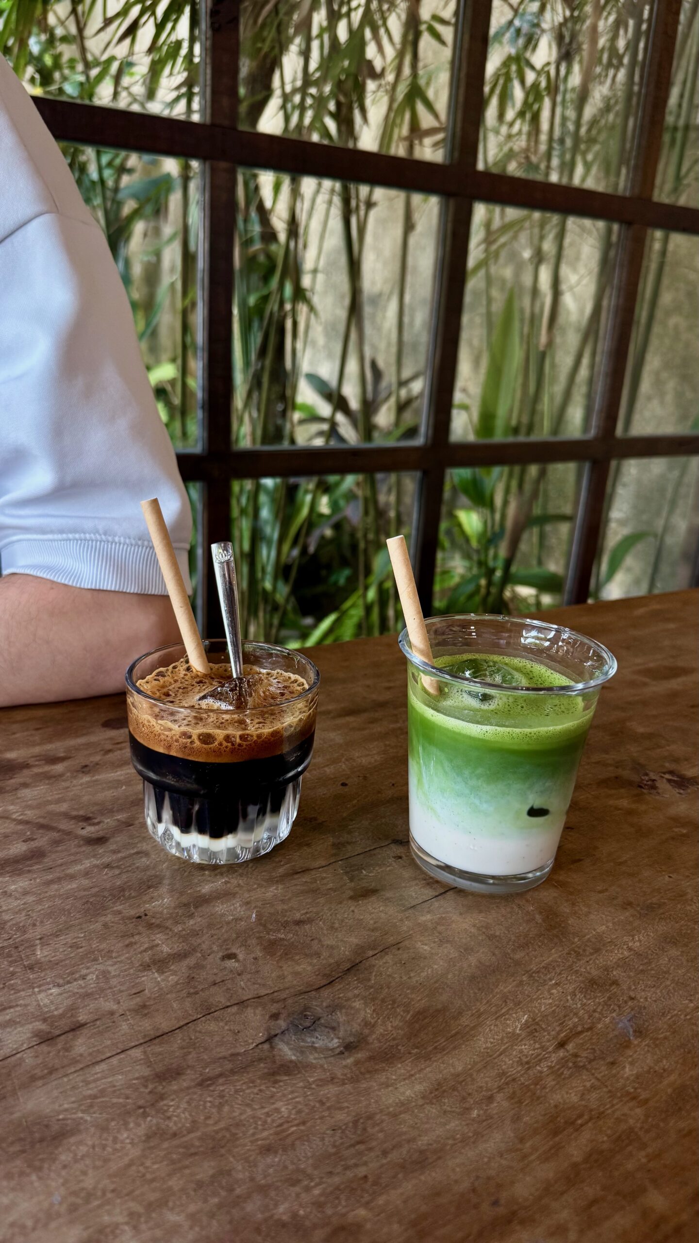 Matcha and coffee at Hana Pan
