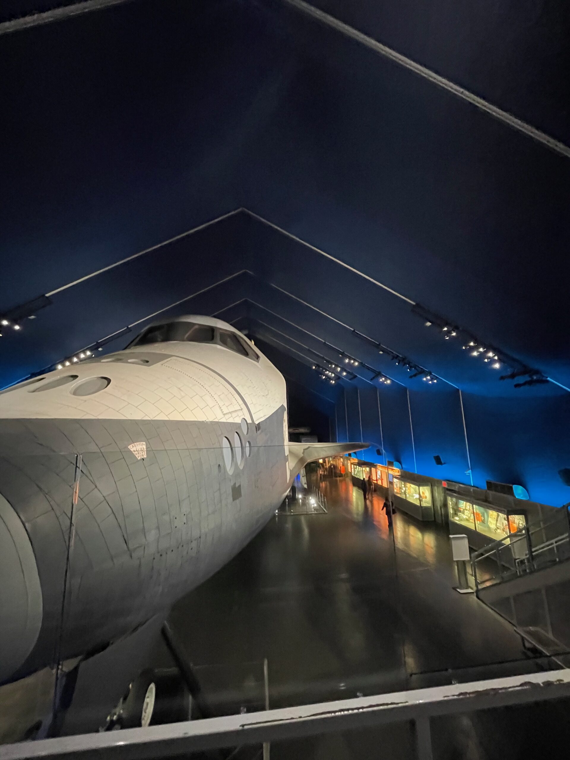 Space Shuttle Enterprise displayed inside the Intrepid museum.