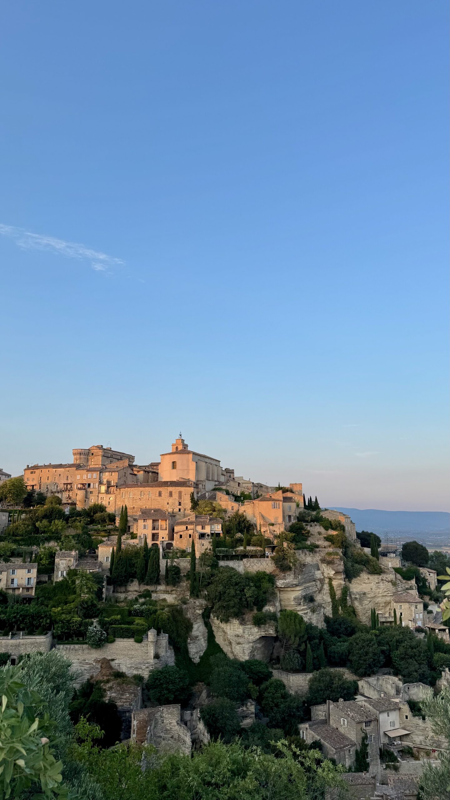 Stone houses stacked into the rock in Gordes