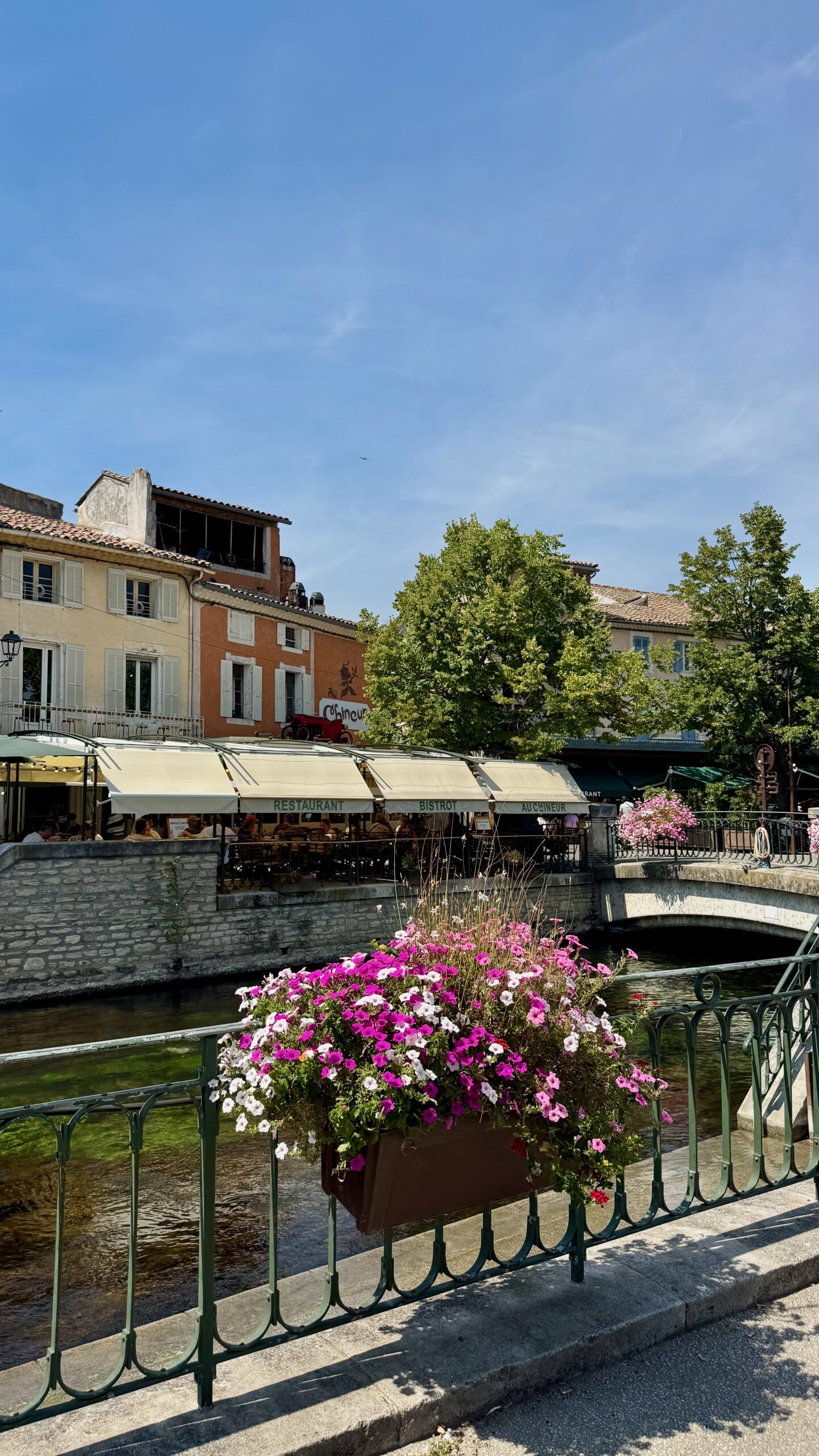 Canal-side street in L'Isle-sur-la-Sorgue
